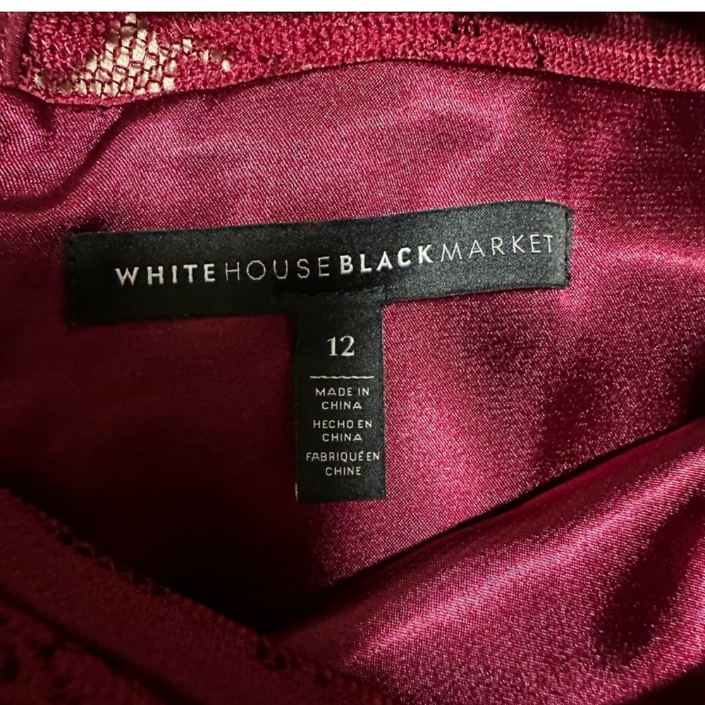 WHBM Puff Sleeve Red Lace Shift Party Dress
